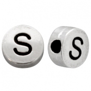 Abalorios letras met&aacute;licos S plata vieja