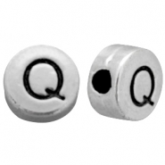 Abalorios letras met&aacute;licos Q plata vieja