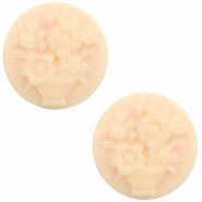 Cabuch&oacute;n b&aacute;sico camafeo 20mm ramo floral durazno claro-beige