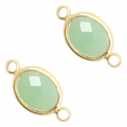 Entrepiezas de cristal ovaladas 10x9mm &oacute;palo verde crisolita-dorado