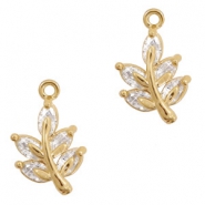 Colgantes met&aacute;licos Basic Quality strass hoja dorado (sin n&iacute;quel)
