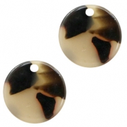 Colgantes de resina redondo 12mm crema-negro