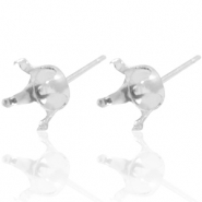 Plata 925 Fornituras pendiente base con engaste para Swarovski SS29 (6mm) Plata
