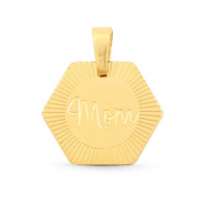Colgantes Acero Inox hex&aacute;gon "mom" Mix&Match Oro