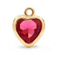 Colgantes de cristal coraz&oacute;n Rosa indian-dorado