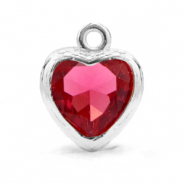 Colgantes de cristal coraz&oacute;n Rosa indian-plateado
