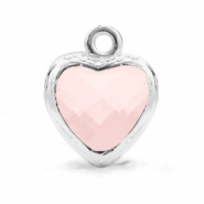 Colgantes de cristal coraz&oacute;n Rosa alabastro-plateado