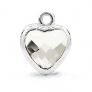 Colgantes de cristal coraz&oacute;n Cristal-plateado