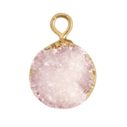 Colgantes de piedras naturales 10mm Rosa fr&iacute;o-dorado