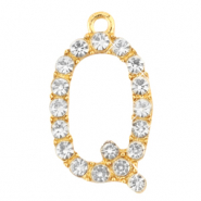 Colgantes met&aacute;licos Basic Quality strass letra Q Dorados