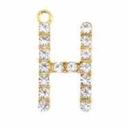 Colgantes met&aacute;licos Basic Quality strass letra H Dorados