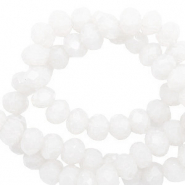 Abalorios faceteados disco 6x4 mm Blanco brillante-revestimiento pearl shine