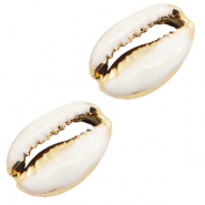 Abalorios conchas kauri especial Semi blanco -dorado