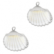 Colgantes concha especial berberecho Plateado-blanco