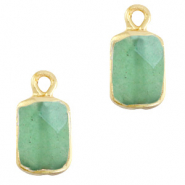 Colgantes de piedra natural rect&aacute;ngulo Verde oc&eacute;ano-dorado