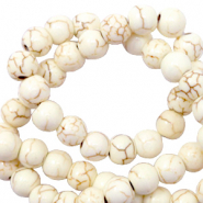Abalorios de cer&aacute;mica 4mm Blancuzco
