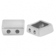 Abalorios met&aacute;licos DQ duo beads cuadrado Plata vieja (sin n&iacute;quel)