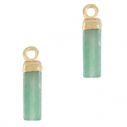 Colgantes de piedra natural tubo Verde crisolita-dorado