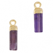 Colgantes de piedra natural Amatista tubo P&uacute;rpura-dorado