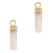 Colgantes de piedra natural Cuarzo tubo Cristal Rose alabaster-dorado