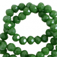 Abalorios faceteados disco 6x4 mm Verde cadmio-revestimiento pearl shine