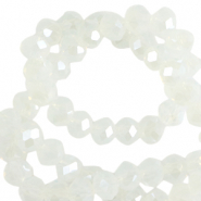 Abalorios faceteados disco 6x4 mm Cristal lechoso-revestimiento pearl shine