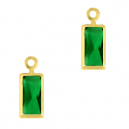 Colgantes de cristal rect&aacute;ngulo Verde cl&aacute;sico-dorado