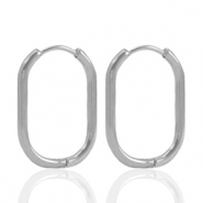 Pendientes Acero Inox criolla ovalado Plateado