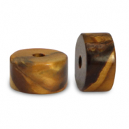 Piedras naturales Ojo de tigre disco 6x3mm Marr&oacute;n dorado