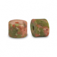Piedras naturales Granito disco 3x2mm Rojo-verde oliva