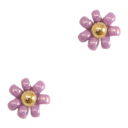 Abalorios Miyuki flor 8mm P&uacute;rpura-dorado