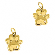 Colgantes Acero Inox huella de perro Dorado