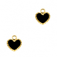 Colgantes Acero Inox coraz&oacute;n Dorado-negro