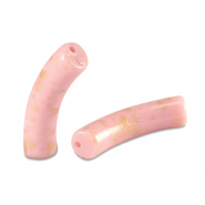 Abalorios acr&iacute;licos tubo brillante Rosa claro-dorado