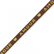 Cinta con texto "amour" Marr&oacute;n-oro