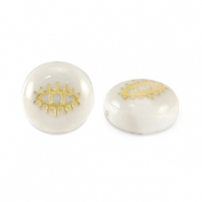 Abalorios de cristal rondeles look de concha ojo Blanco-dorado