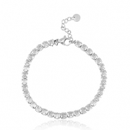 Pulseras Acero Inox Plateado-cristal