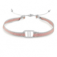 Pulseras Trendy Cinta con entrepieza Acero Inox Rosa claro-plateado