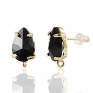 Pendientes de Cristal con anilla gota Negro-dorado