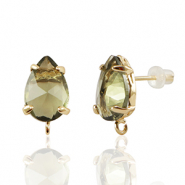 Pendientes de Cristal con anilla gota Marr&oacute;n-dorado