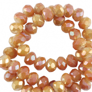 Abalorios faceteados disco 8x6mm Naranja brillante-revestimiento pearl shine