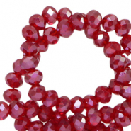 Abalorios faceteados disco 6x4mm Torte de pasas roja-revestimiento &aacute;mbar