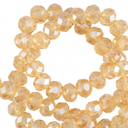 Abalorios faceteados disco 4x3mm Calendula amarillo-revestimiento pearl shine