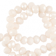 Abalorios faceteados disco 3x2mm Blanco vainilla-revestimiento pearl shine