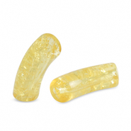Abalorios acr&iacute;licos tubo craquelado Amarillo fresia