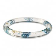 Pulseras Trendy con flores secas Azul-dorado