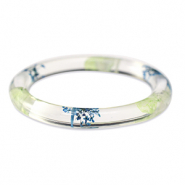 Pulseras Trendy con flores secas Verde azul