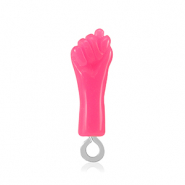 Colgantes de resina "Mano Fico" Rosa ne&oacute;n-plateado