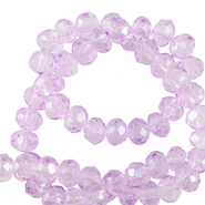 Abalorios faceteados disco 4x3mm P&uacute;rpura orqu&iacute;dea claro