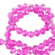 Abalorios faceteados disco 4x3mm Rosa ne&oacute;n